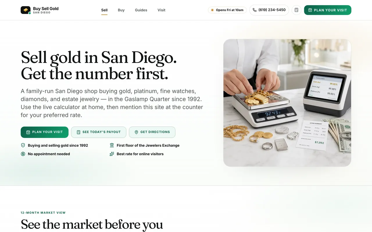 BuySellGoldSanDiego.com — website screenshot