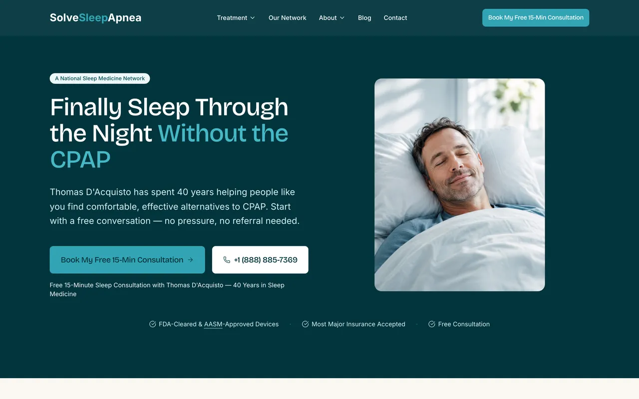 SolveSleepApnea.com — website screenshot